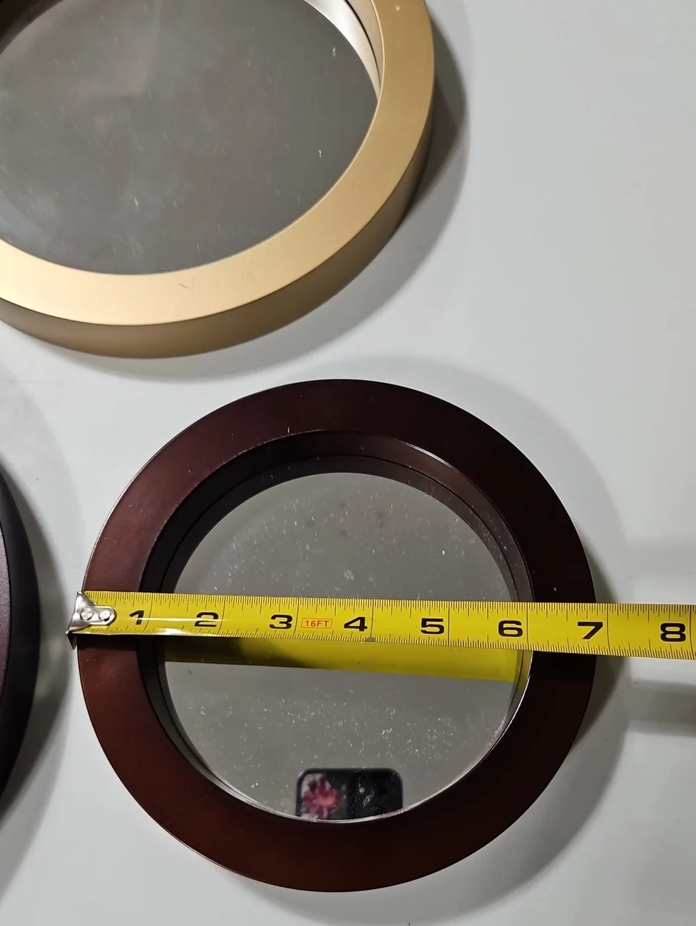 Round Wall Mirror Trio in Dark Brown And Gold SET OF 3, 3 TOTAL AVAILABLE